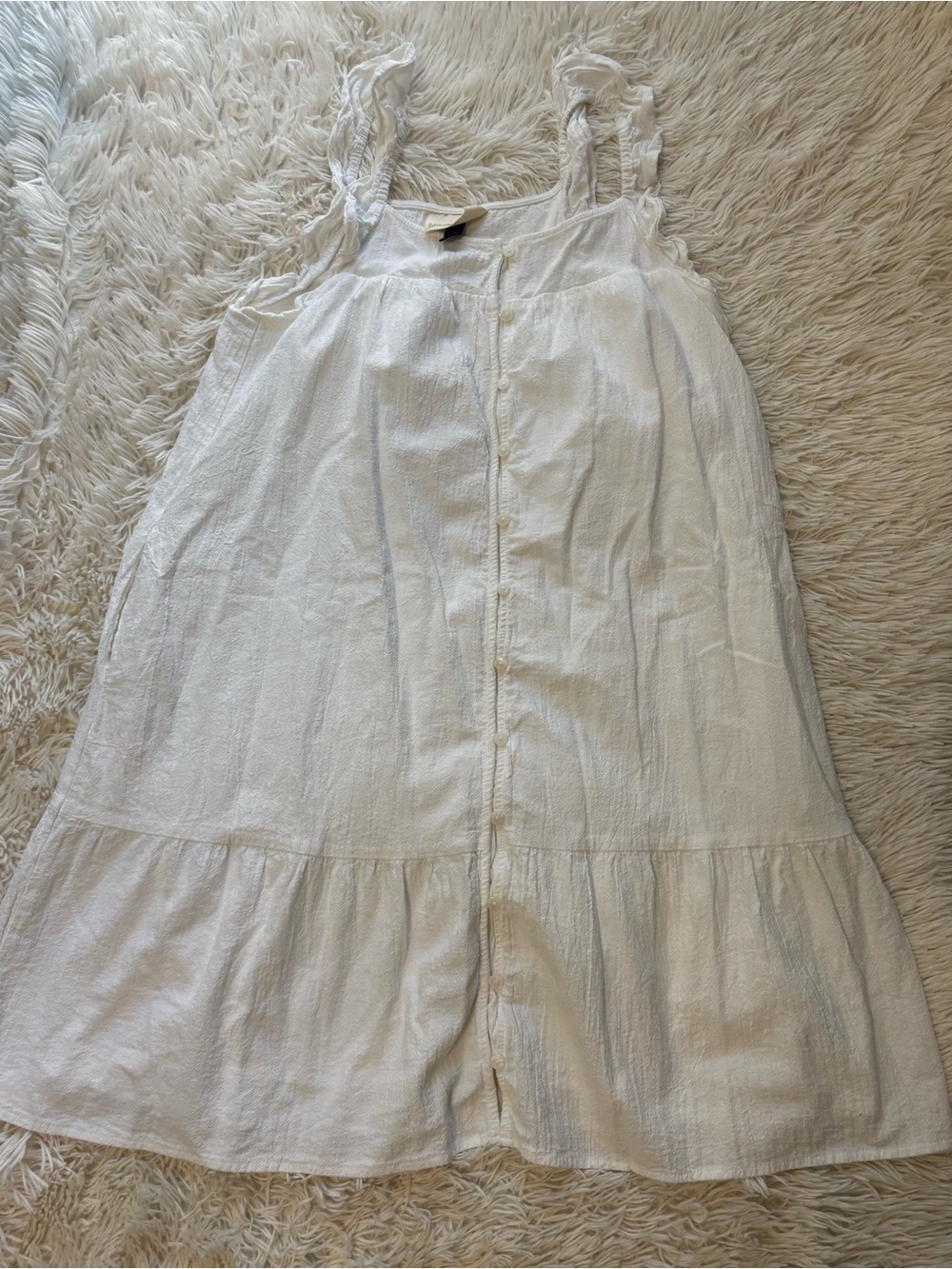 Universal Thread White Button-Front Ruffle Strap Dress